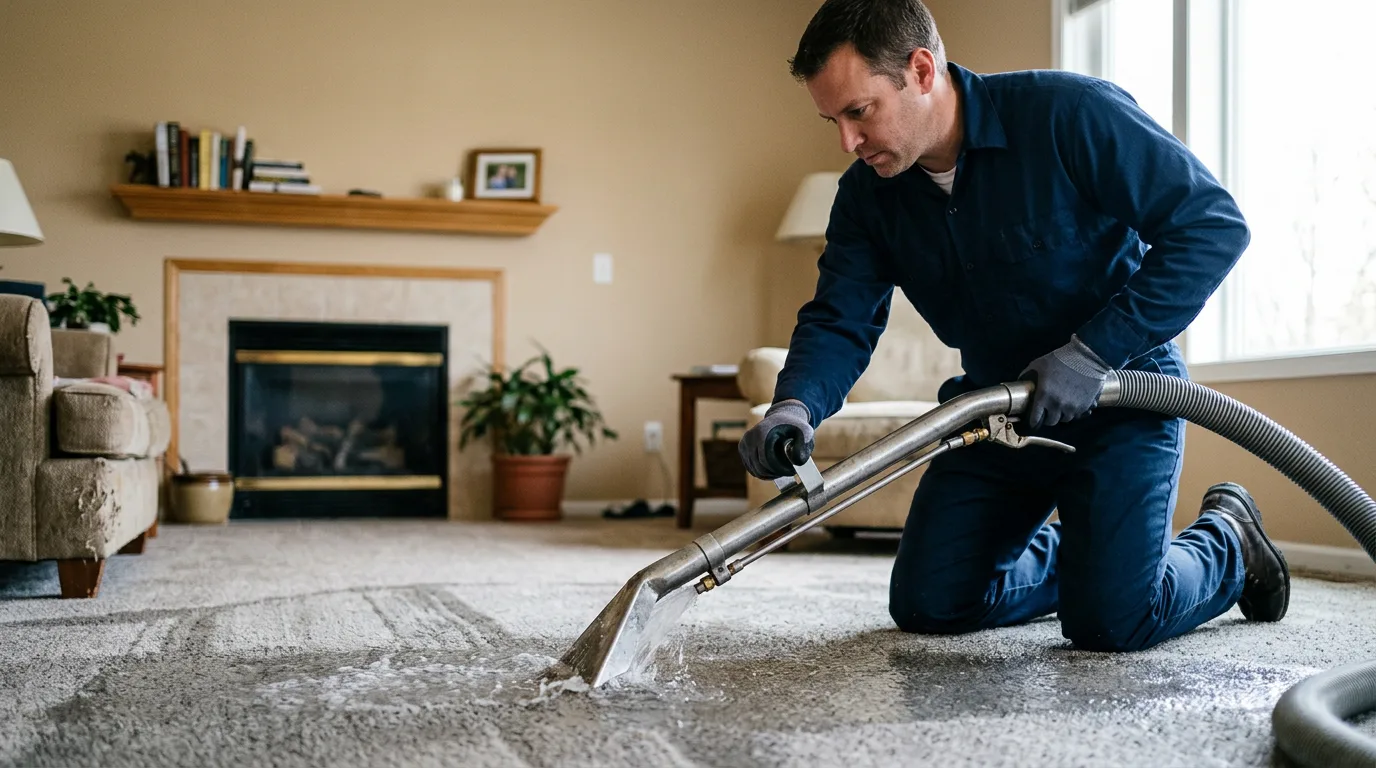 Water damage restoration technician working near Kellyville, OK